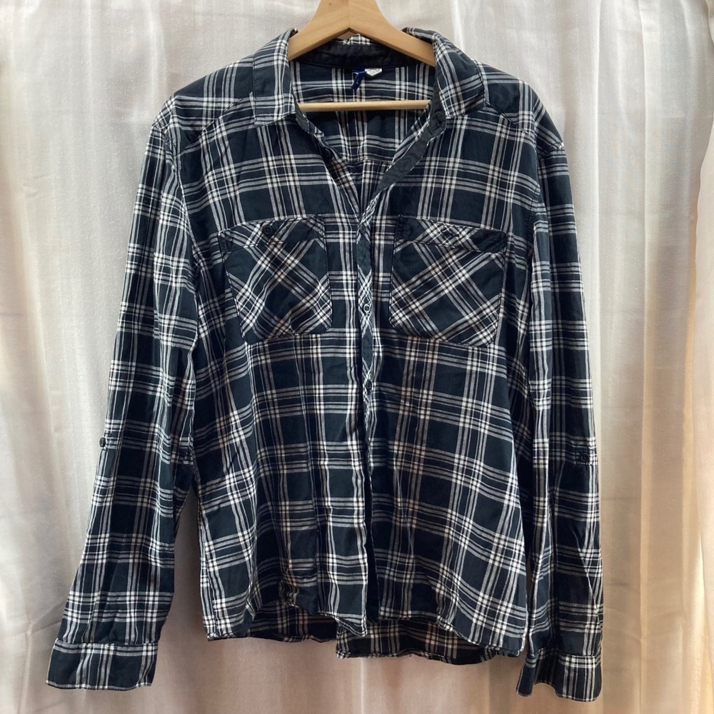 Mens H&M Divided Plaid Button Down Shirt Long Sleeve Casual Flannel Large